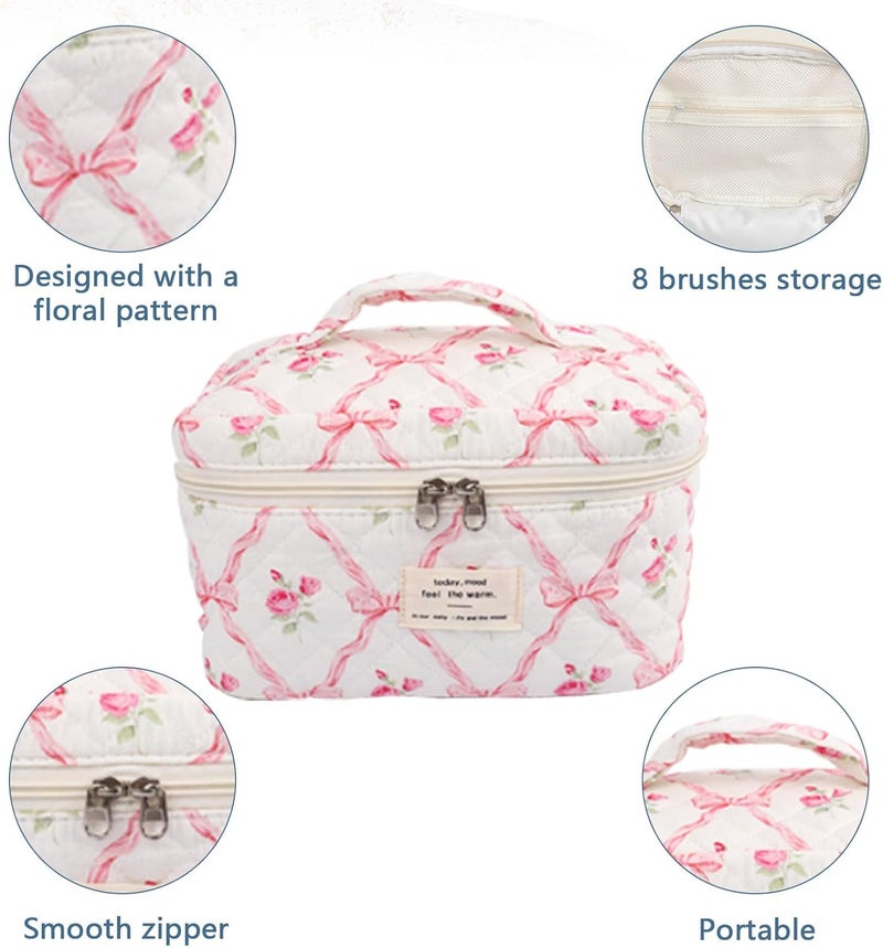 Gosect Large Makeup Bag, Cute Cosmetic Bag for Women Girls, Floral Coquette Aesthetic Toiletry Bag, Travel Make Up Organizer Bag (Pink Butterfly) - Image 4